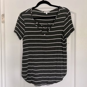 Gray and white stripped T shirt